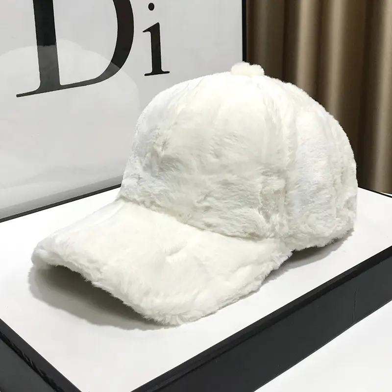 Solid Color Furry Baseball Cap for Women 2025 New Model With Plush Cap Thickened Warm And Sun Shading Autumn And Winter Hat