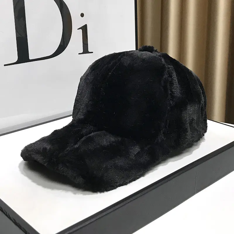 Solid Color Furry Baseball Cap for Women 2025 New Model With Plush Cap Thickened Warm And Sun Shading Autumn And Winter Hat