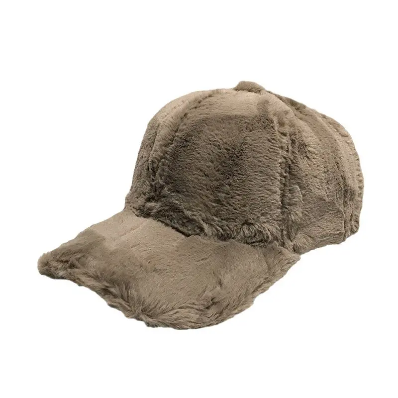 Solid Color Furry Baseball Cap for Women 2025 New Model With Plush Cap Thickened Warm And Sun Shading Autumn And Winter Hat