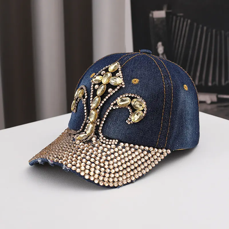 New Denim Diamond Studded Baseball Cap, Trendy And Stylish, Small Duckbill Cap, Outdoor Sun Protection And Sunshade Hat