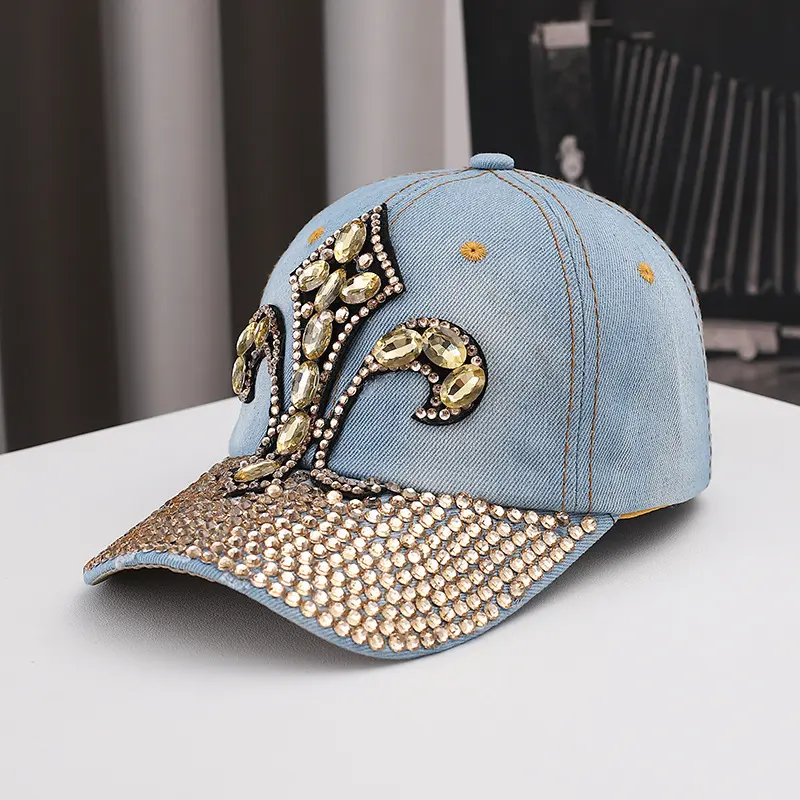 New Denim Diamond Studded Baseball Cap, Trendy And Stylish, Small Duckbill Cap, Outdoor Sun Protection And Sunshade Hat