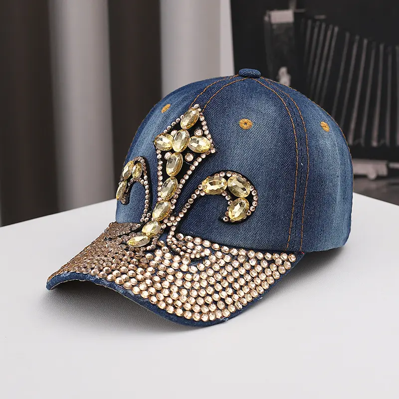 New Denim Diamond Studded Baseball Cap, Trendy And Stylish, Small Duckbill Cap, Outdoor Sun Protection And Sunshade Hat