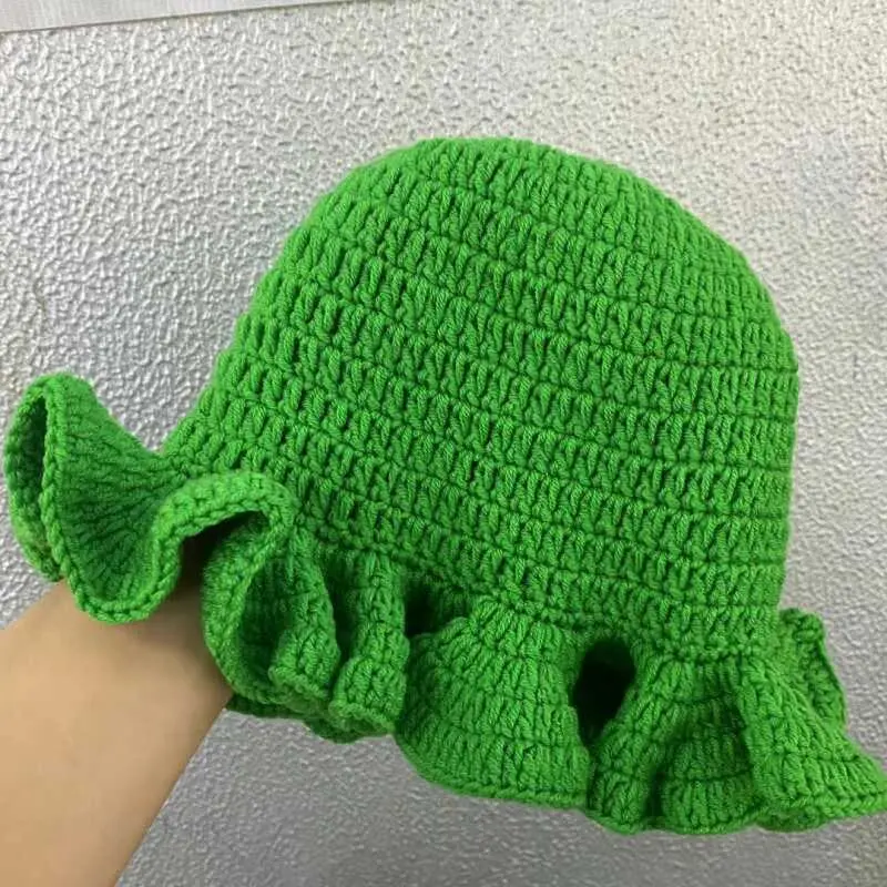 Korean Version Solid Color Cute Hat Autumn And Winter Hat Lace Up Woolen Hat Ruffle Edge Casual Knitted Fisherman Hat