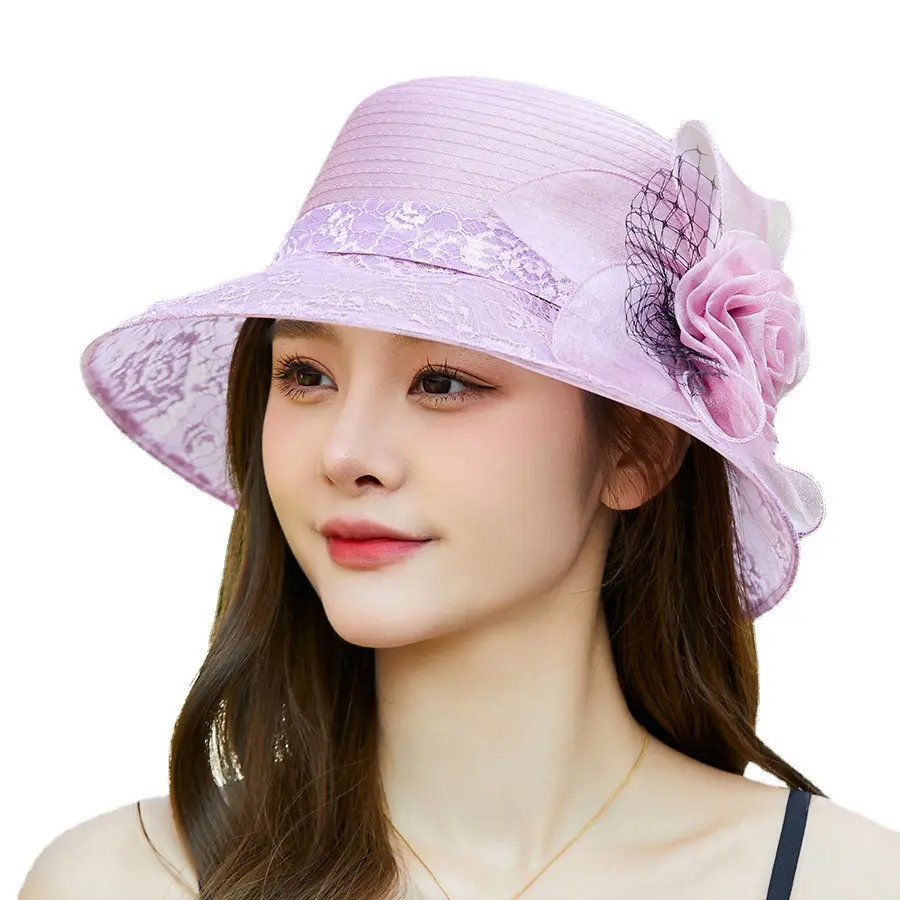British Style Basin Hat, Spring And Summer New Sunscreen Flower Lace Sun Hat, Fashionable And Elegant French Top Hat