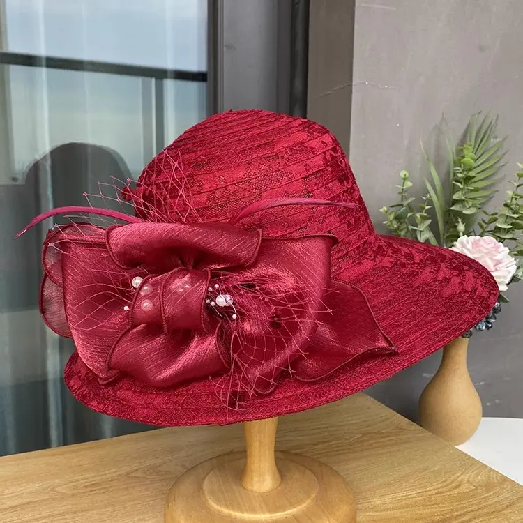 Elegant Top hat, Mesh, Flower, Big Edge, Face Covering, Beach Hat, Versatile In Summer, Breathable, Sun Protection, Sunshade Hat