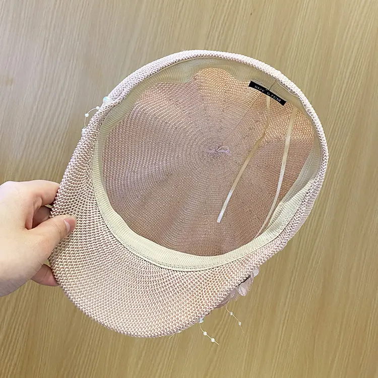 2022-pearl  flower ventilation  lady leisure  Octagonal hat  women  visors cap