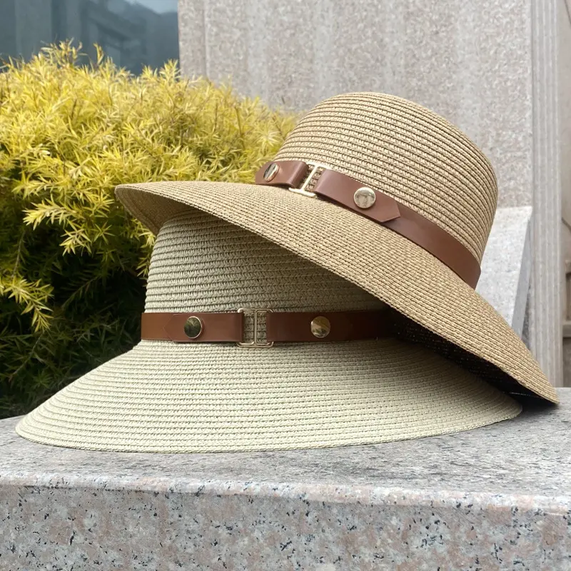 2025 New Straw Hat Women's Cross border Hot Selling Sunshade Summer Vacation Beach Hat Sun Hat
