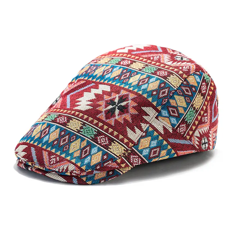 Korean Fashion Jacquard Beret Children's British Retro Duckbill Cap Ethnic Style Personalized Progressive Hat