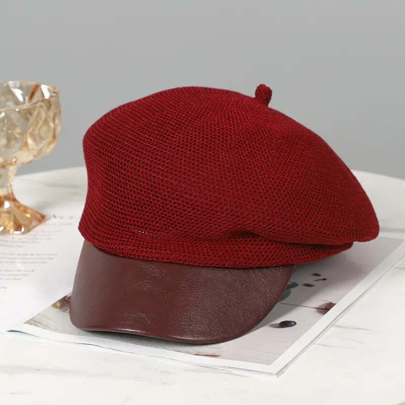 Spring And Summer Lightweight Breathable Beret, Hollowed Out Knitted Artist Hat, Women's Temperament Versatile Bud Hat
