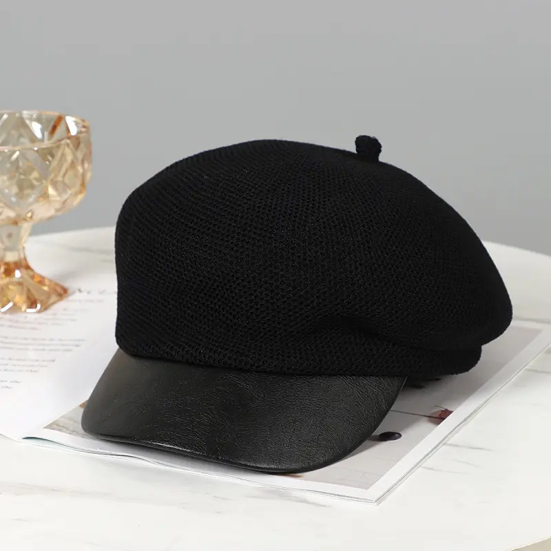 Spring And Summer Lightweight Breathable Beret, Hollowed Out Knitted Artist Hat, Women's Temperament Versatile Bud Hat