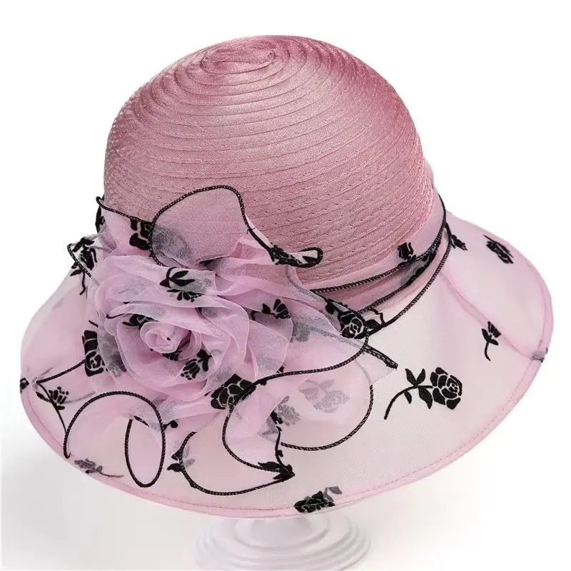 Sun hat Women's Summer Organza Fisherman Hat Travel Vacation Sun Hat UV Resistant Retro Hat