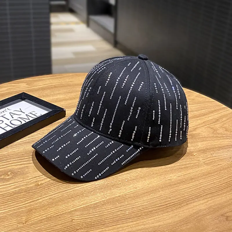 New Striped Rhinestone Hat Versatile Casual Baseball Cap, Spring and Summer Sun Protection And Sunshade Cap, Duckbill Cap