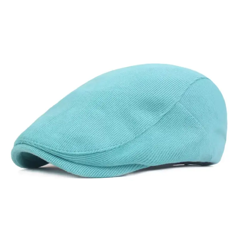 Spring Autumn Berets Hat Men knitting Visor Cap Casual Fashion Women Beret Solid Yellow Blue Peaked Flat Cap Duckbill Hat