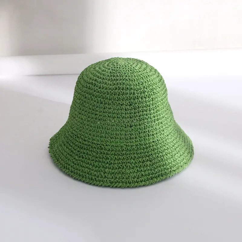Beach Korean Straw Hat Summer Women Visor Bucket Hat Fisherman Hat Hand weaving Panama Girl Fishing Chapeau Sun Hats for Women