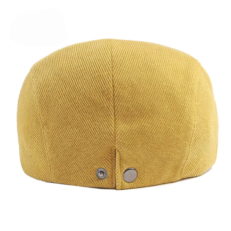 Spring Autumn Berets Hat Men knitting Visor Cap Casual Fashion Women Beret Solid Yellow Blue Peaked Flat Cap Duckbill Hat