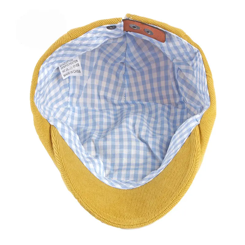 Spring Autumn Berets Hat Men knitting Visor Cap Casual Fashion Women Beret Solid Yellow Blue Peaked Flat Cap Duckbill Hat