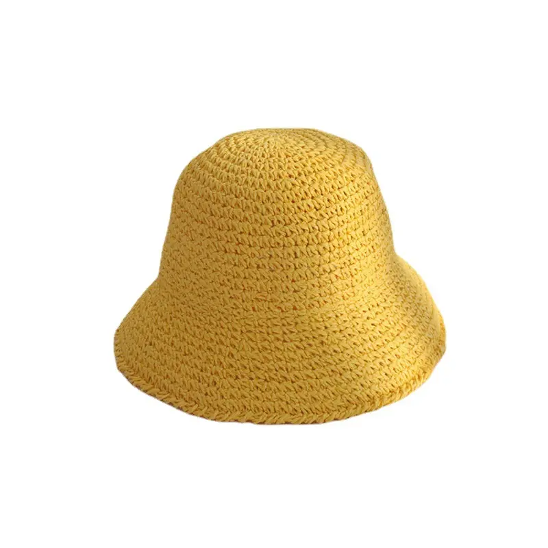 Beach Korean Straw Hat Summer Women Visor Bucket Hat Fisherman Hat Hand weaving Panama Girl Fishing Chapeau Sun Hats for Women