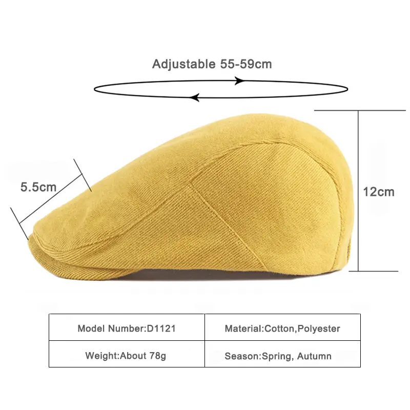 Spring Autumn Berets Hat Men knitting Visor Cap Casual Fashion Women Beret Solid Yellow Blue Peaked Flat Cap Duckbill Hat