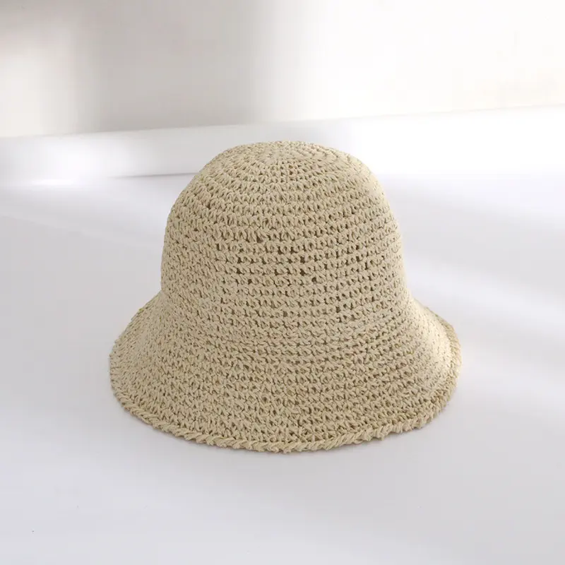 Beach Korean Straw Hat Summer Women Visor Bucket Hat Fisherman Hat Hand weaving Panama Girl Fishing Chapeau Sun Hats for Women