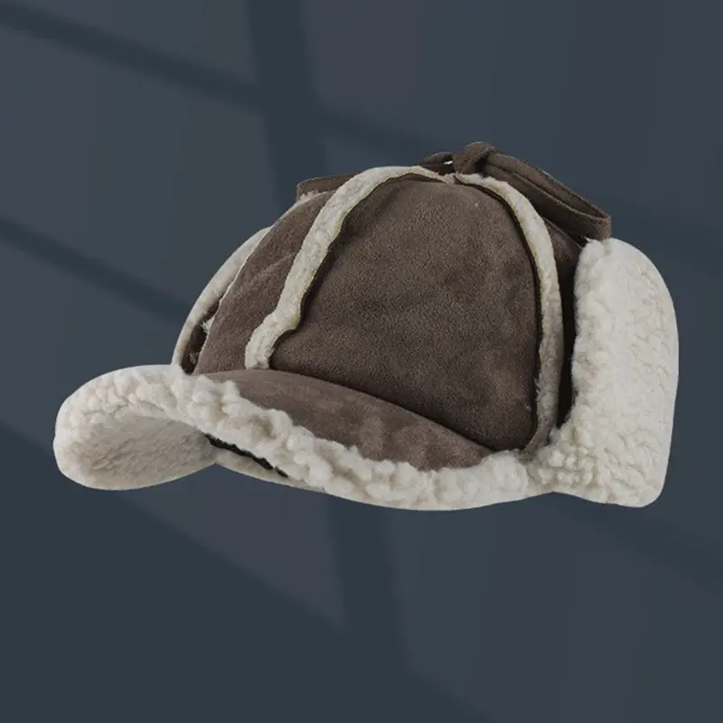 England Version of Suede Detective Hat Men and Women Winter Thick Duck Tongue Ear Protection Warm Plush Retro Ski Bomber Gorras