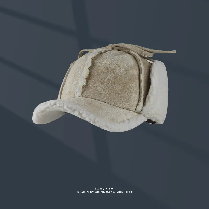 England Version of Suede Detective Hat Men and Women Winter Thick Duck Tongue Ear Protection Warm Plush Retro Ski Bomber Gorras