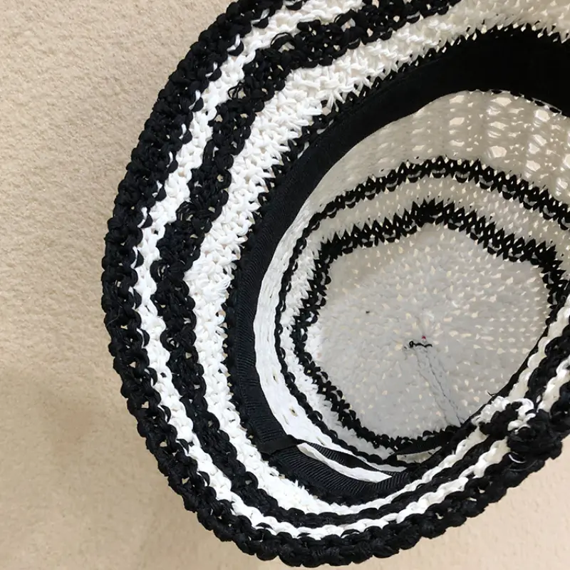 Korean Hand-crocheted Bucket Hat Dome Versatile and Thin Summer Travel Shading Hollow Niche Retro Basin Caps for Women Tide