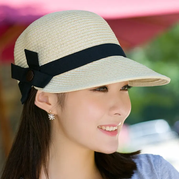 Hats Women's Summer Straw Hat Sunshade Beach Hat Equestrian Hat Sunscreen Sun Hat Duck Tongue Hat Outdoor Travel Summer
