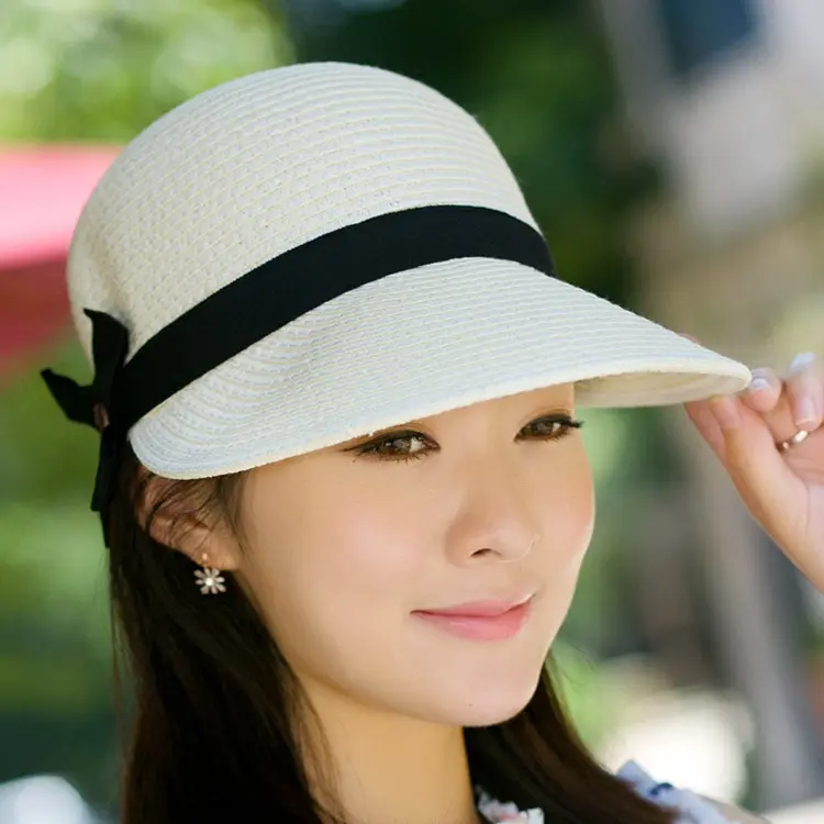 Hats Women's Summer Straw Hat Sunshade Beach Hat Equestrian Hat Sunscreen Sun Hat Duck Tongue Hat Outdoor Travel Summer