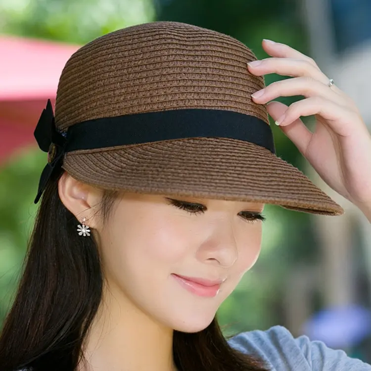 Hats Women's Summer Straw Hat Sunshade Beach Hat Equestrian Hat Sunscreen Sun Hat Duck Tongue Hat Outdoor Travel Summer