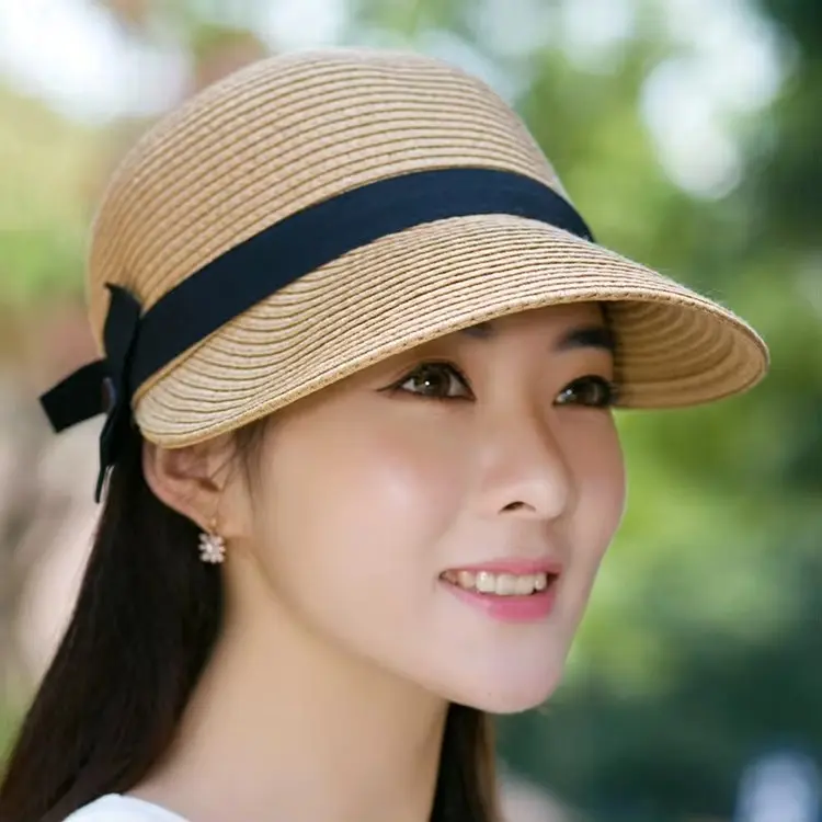 Hats Women's Summer Straw Hat Sunshade Beach Hat Equestrian Hat Sunscreen Sun Hat Duck Tongue Hat Outdoor Travel Summer