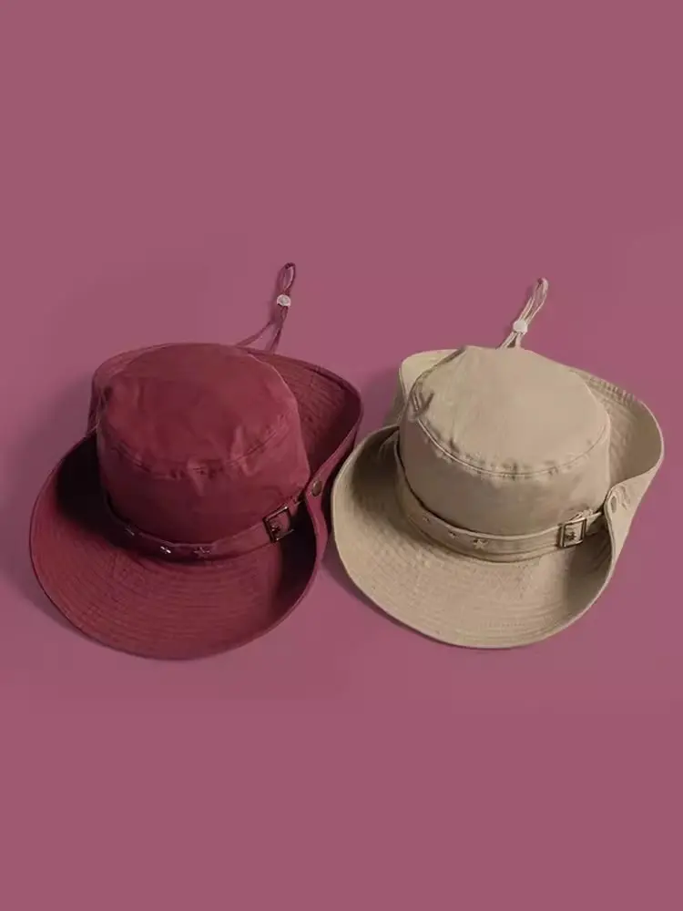 2024 Trendy Fisherman's Hat Women's American Pentagram Cowboy Hat Outdoor Sunscreen Mountaineering Sun Hat