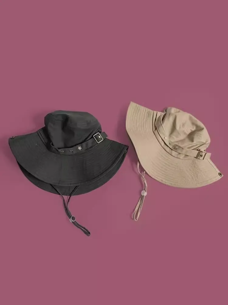 2024 Trendy Fisherman's Hat Women's American Pentagram Cowboy Hat Outdoor Sunscreen Mountaineering Sun Hat