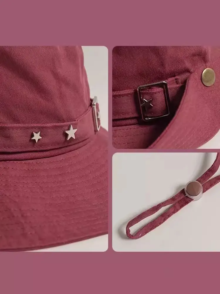 2024 Trendy Fisherman's Hat Women's American Pentagram Cowboy Hat Outdoor Sunscreen Mountaineering Sun Hat