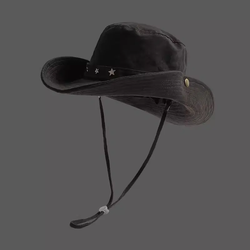 2024 Trendy Fisherman's Hat Women's American Pentagram Cowboy Hat Outdoor Sunscreen Mountaineering Sun Hat