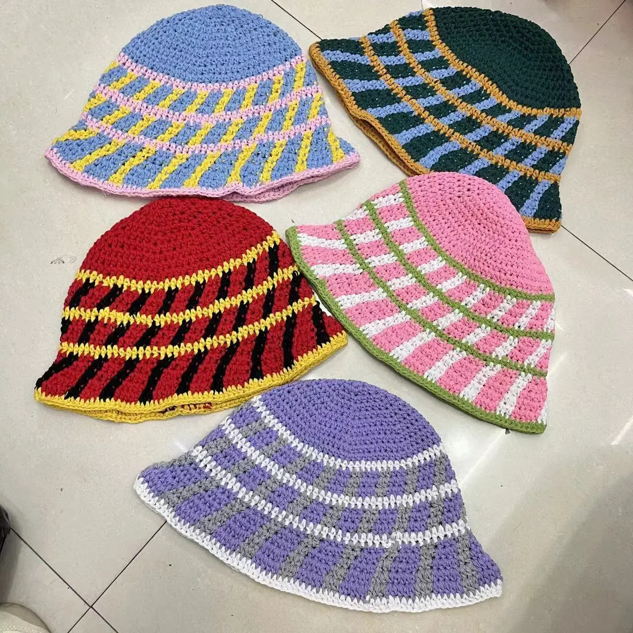 Japanese Niche Design Handmade Knitted Basin Caps Women Spring and Summer Travel Versatile Sunscreen Breathable Bucket Hats