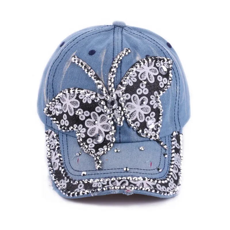 New Hat Washed, Versatile For Summer, Women's New Baseball Cap With Diamond Inlaid Denim Duckbill Hat, Outdoor Sunshade Hat