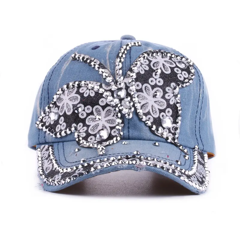New Hat Washed, Versatile For Summer, Women's New Baseball Cap With Diamond Inlaid Denim Duckbill Hat, Outdoor Sunshade Hat