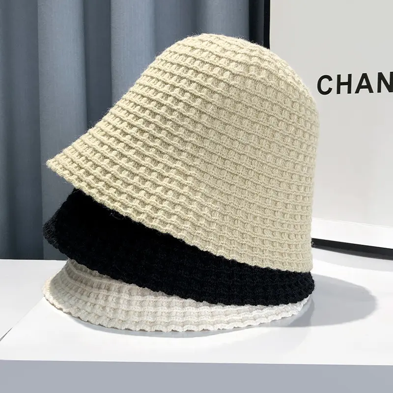 Japanese Knitted Fisherman Hat Women's Autumn Versatile Bucket Hat Korean Edition Trendy Round Face Suitable for Warm Bowl Hat