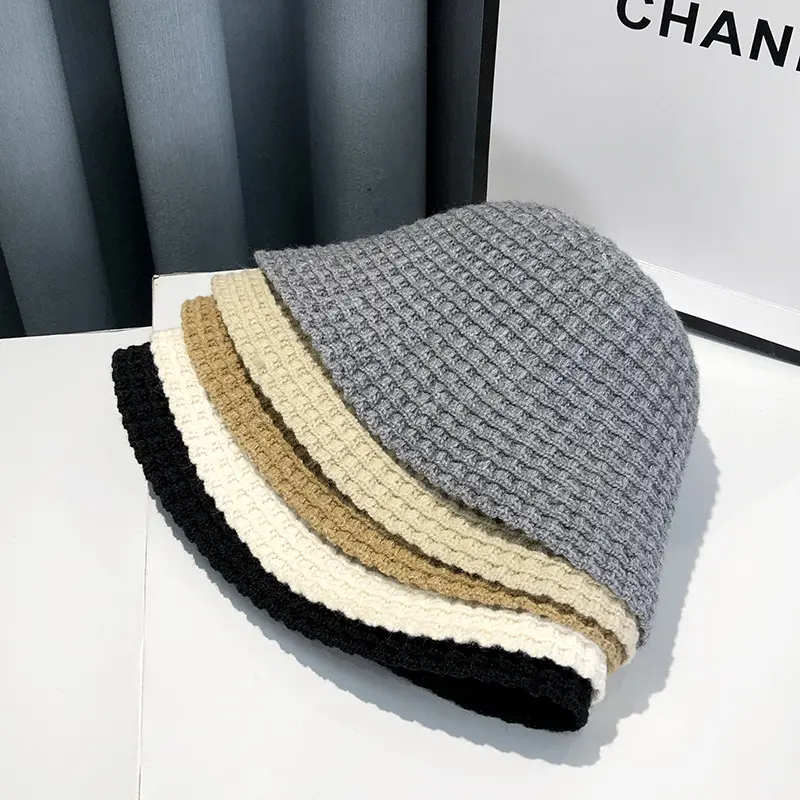 Japanese Knitted Fisherman Hat Women's Autumn Versatile Bucket Hat Korean Edition Trendy Round Face Suitable for Warm Bowl Hat