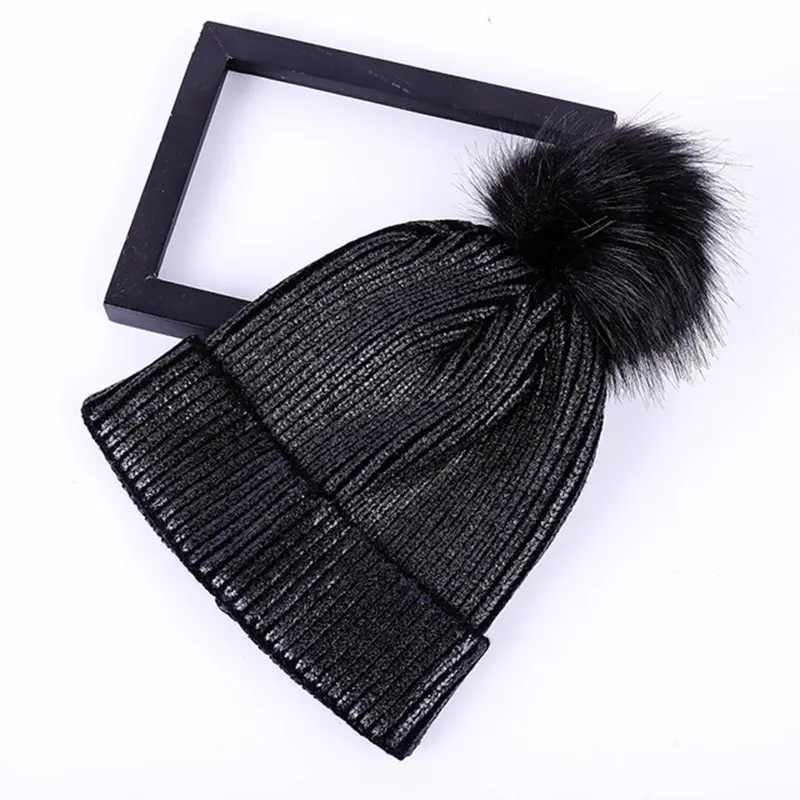 Hot Stamping Gold And Silver Wool Hat, Warm autumn And Winter Wool Ball Knitted Hat, Korean Version Versatile Pullover Hat