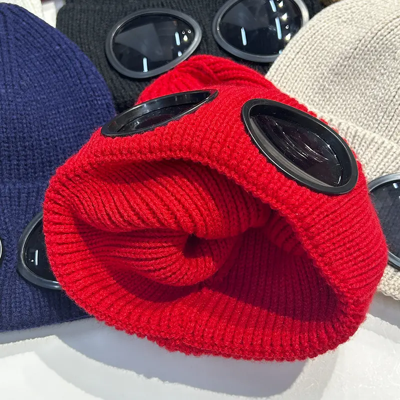 Autumn and Winter Windproof Glasses Knitted Hat Trend Men and Women Personalized Warm Ear Protection Woolen Hat Outdoor Hat