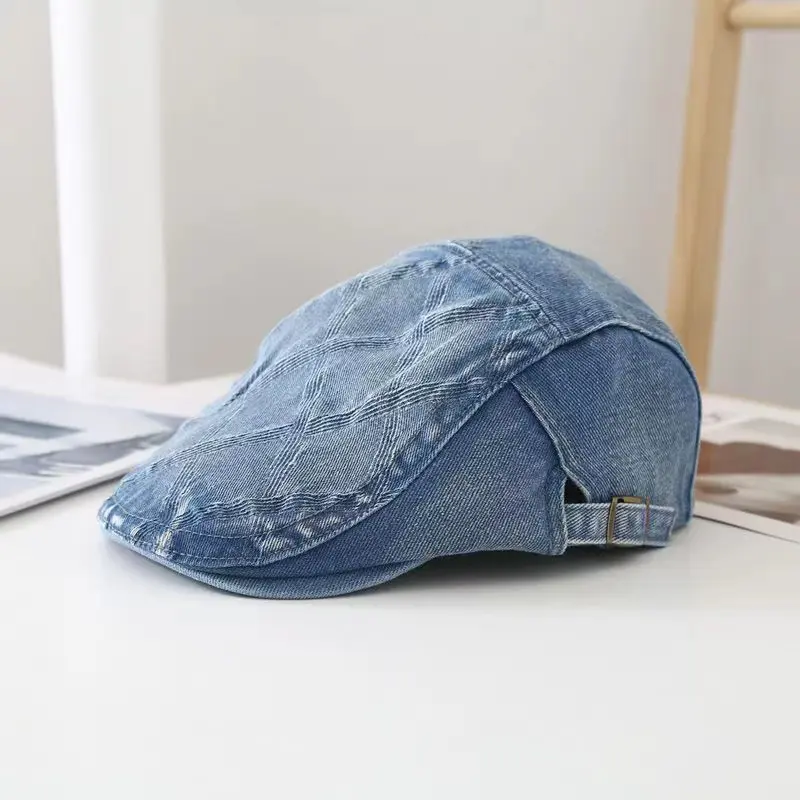 2022 Four Seasons New Cowboy Printing Newsboy Cap Men's Washed Flat Cap Female Painter's Beret