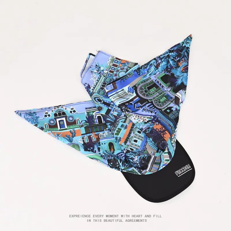 New Color Graffiti Strap Headscarf Hat Women's Big Head Circumference Sunscreen Triangle Scarf Duck Tongue Hat