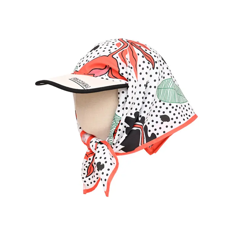 New Color Graffiti Strap Headscarf Hat Women's Big Head Circumference Sunscreen Triangle Scarf Duck Tongue Hat