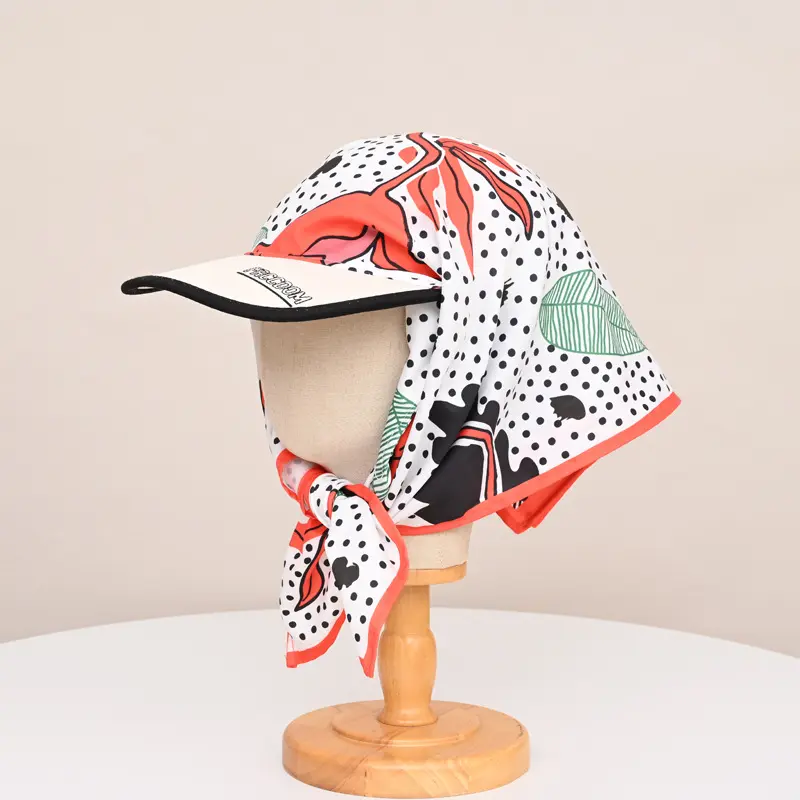 New Color Graffiti Strap Headscarf Hat Women's Big Head Circumference Sunscreen Triangle Scarf Duck Tongue Hat