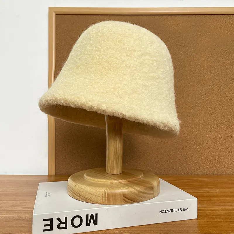 Autumn Winter Hats for Women New Classic Simple Wool Lamb Bucket Warm Fisherman Cap Versatile Fashion Japanese Ladies Pannama