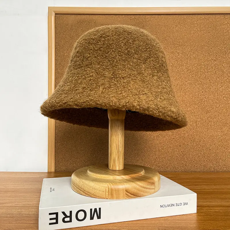Autumn Winter Hats for Women New Classic Simple Wool Lamb Bucket Warm Fisherman Cap Versatile Fashion Japanese Ladies Pannama