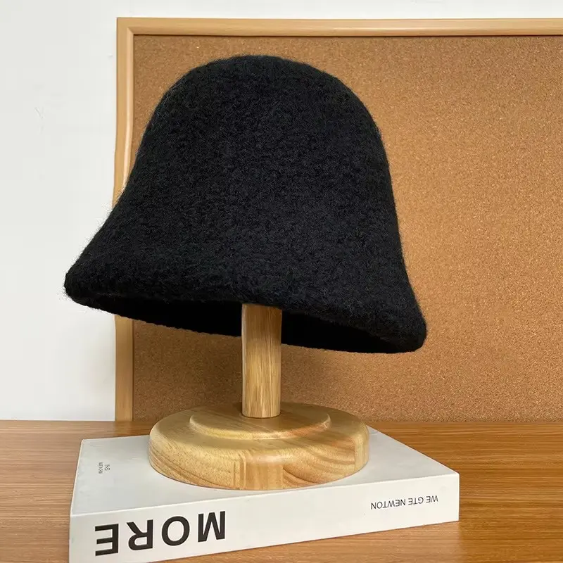 Autumn Winter Hats for Women New Classic Simple Wool Lamb Bucket Warm Fisherman Cap Versatile Fashion Japanese Ladies Pannama