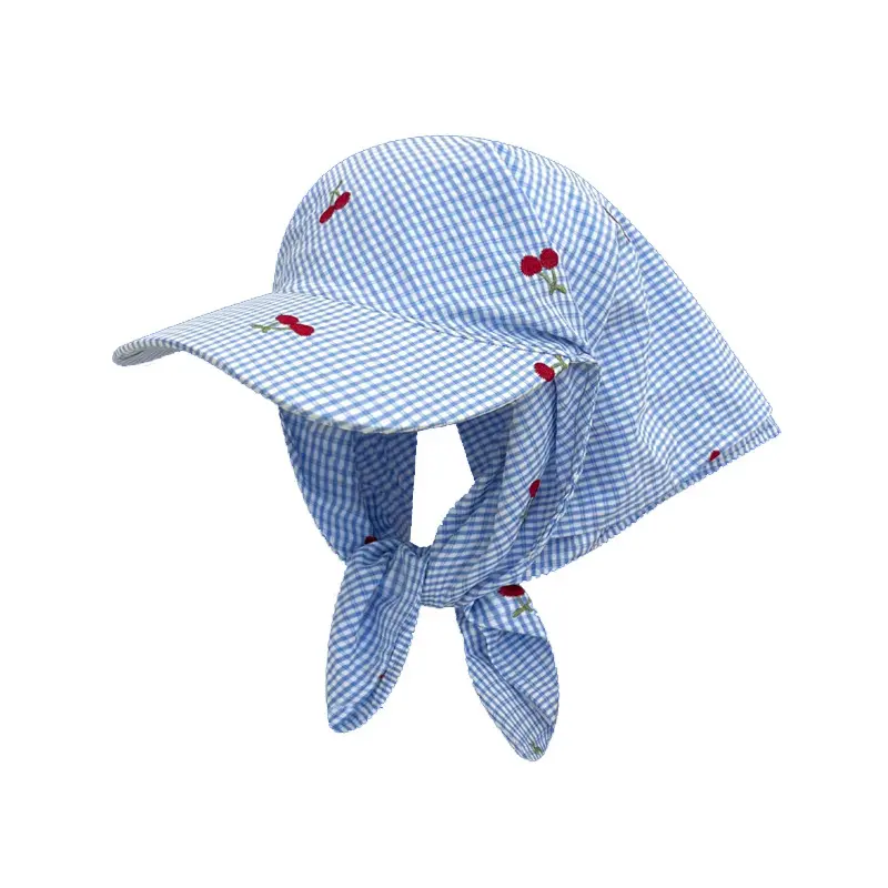 New Cherry Embroidered Duck Tongue Towel Hat for Spring and Summer Thin Style Curved Eaves Sunshade and Sunscreen Headband Cap