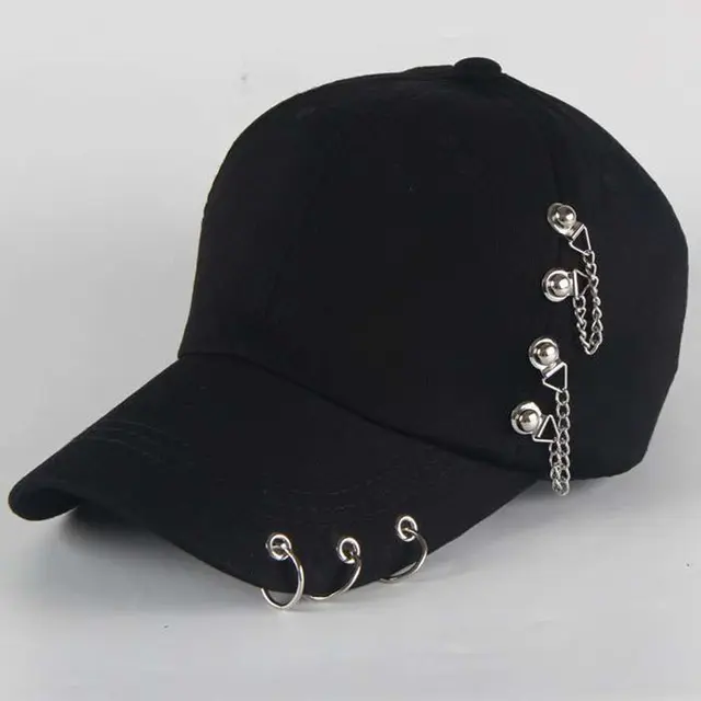 Mode Hip Hop Katoen Baseball Cap Bts Creatieve Piercing Ring Caps Punk Volwassen Casual Solid Verstelbare Unisex Hoed Snapback
